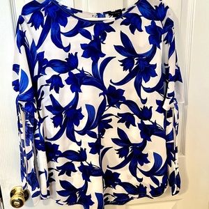 Ann Taylor Floral Blue Blouse